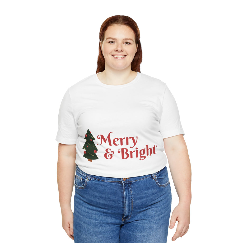 Tee de Noël joyeux et lumineux - T-shirt graphique d'arbre de vacances festif