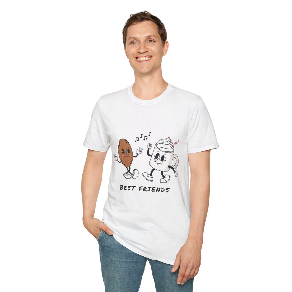 Best Friends Unisex Softstyle T-Shirt - Cute Coffee and Cookie Design