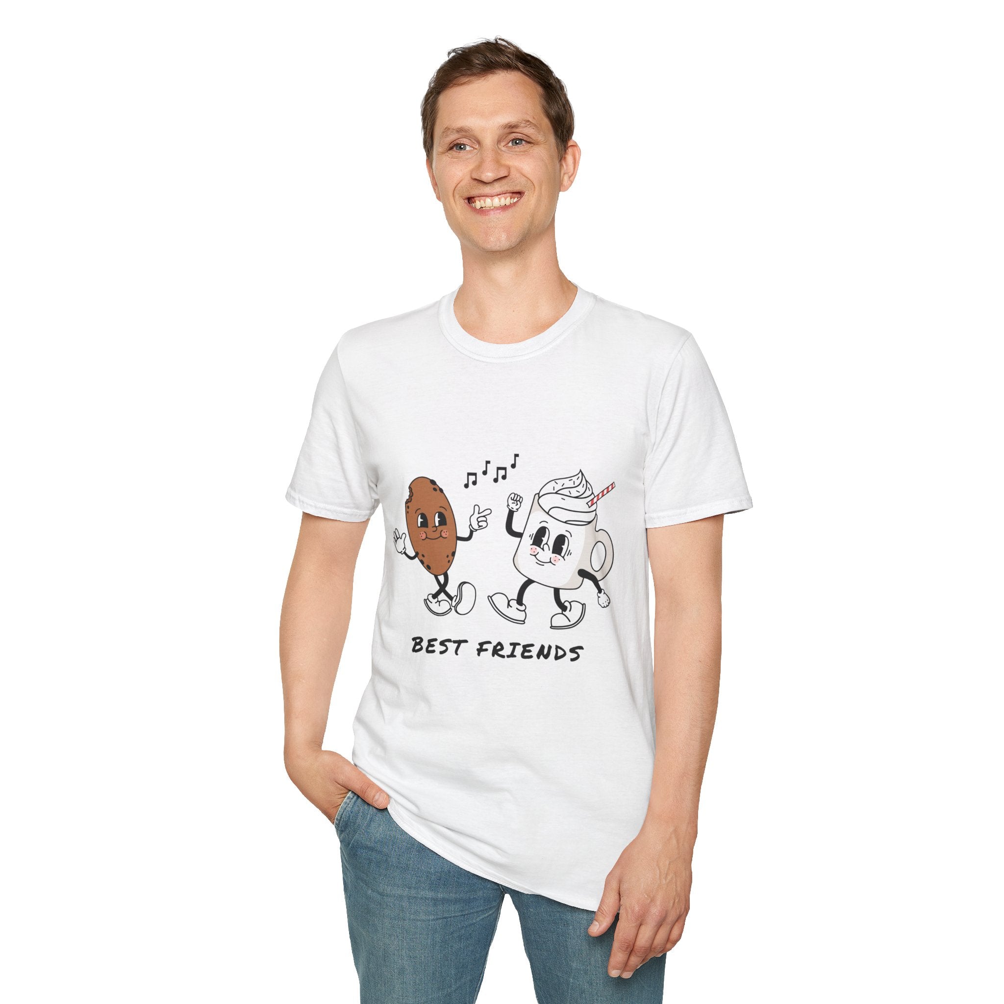 Best Friends Unisex Softstyle T-Shirt - Cute Coffee and Cookie Design