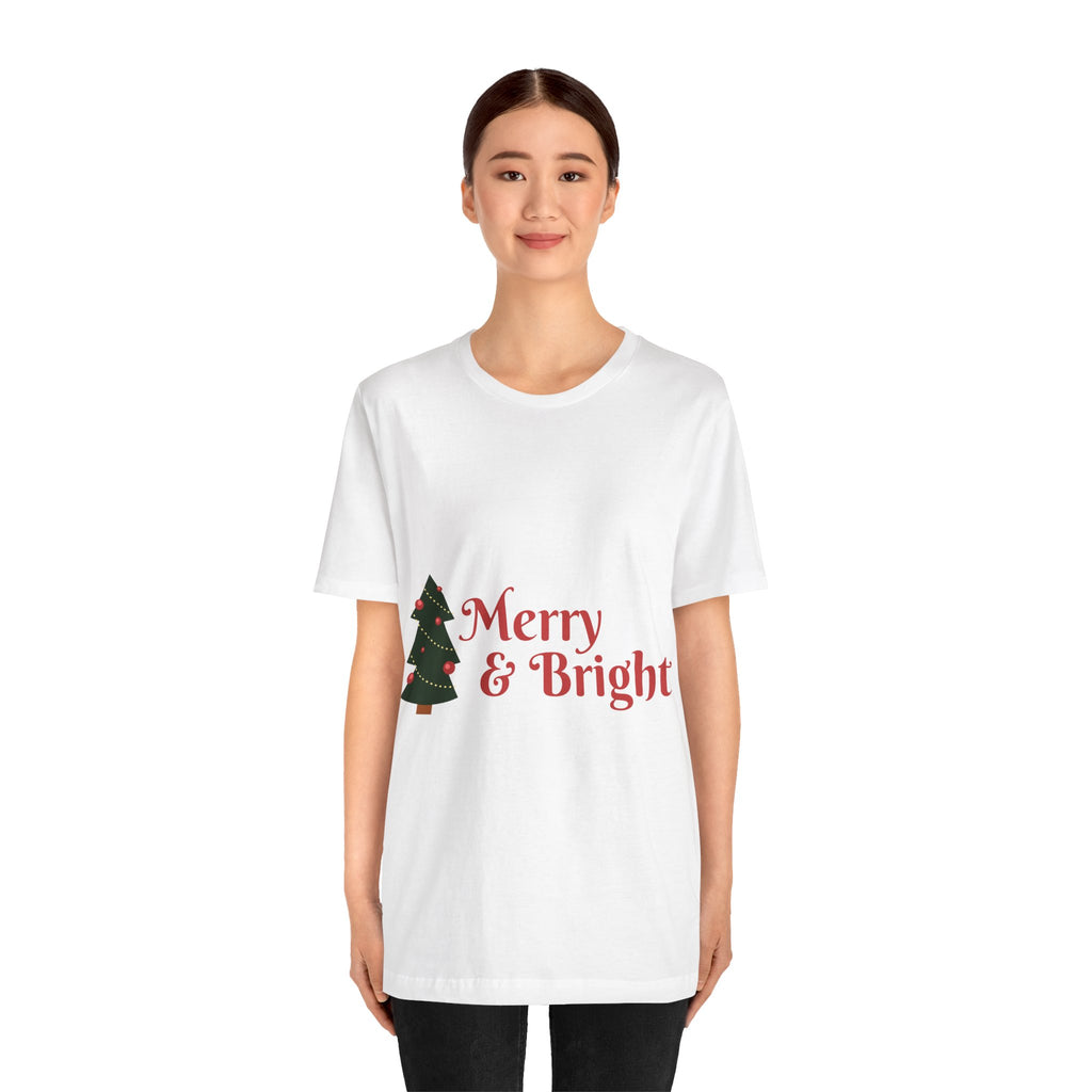 Tee de Noël joyeux et lumineux - T-shirt graphique d'arbre de vacances festif