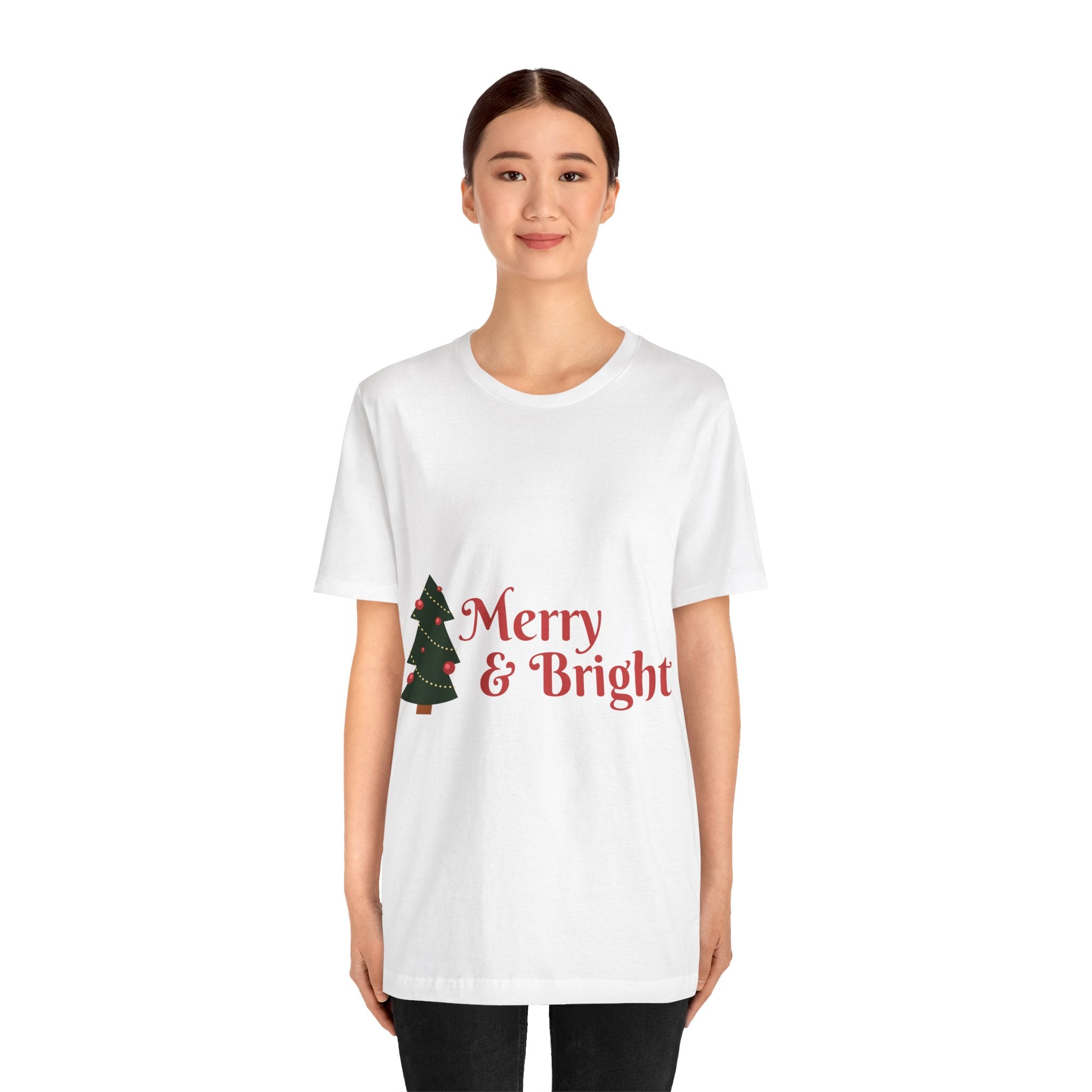 Tee de Noël joyeux et lumineux - T-shirt graphique d'arbre de vacances festif