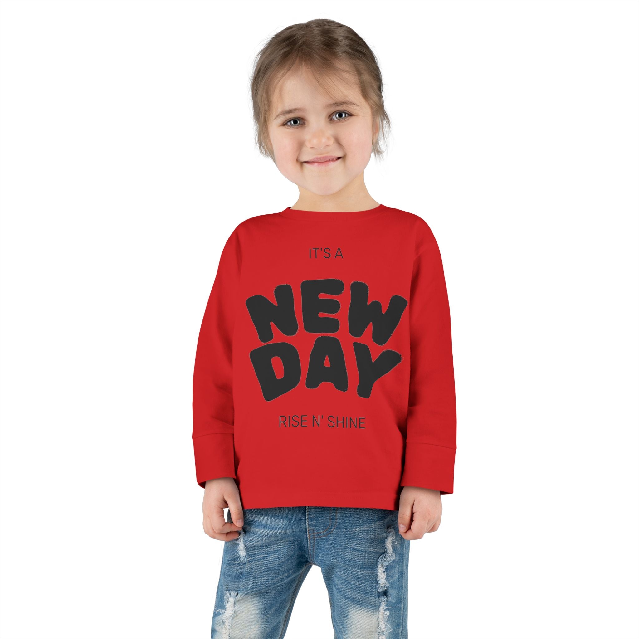 Adorable Toddler Long Sleeve Tee - "New Day" Rise & Shine Design