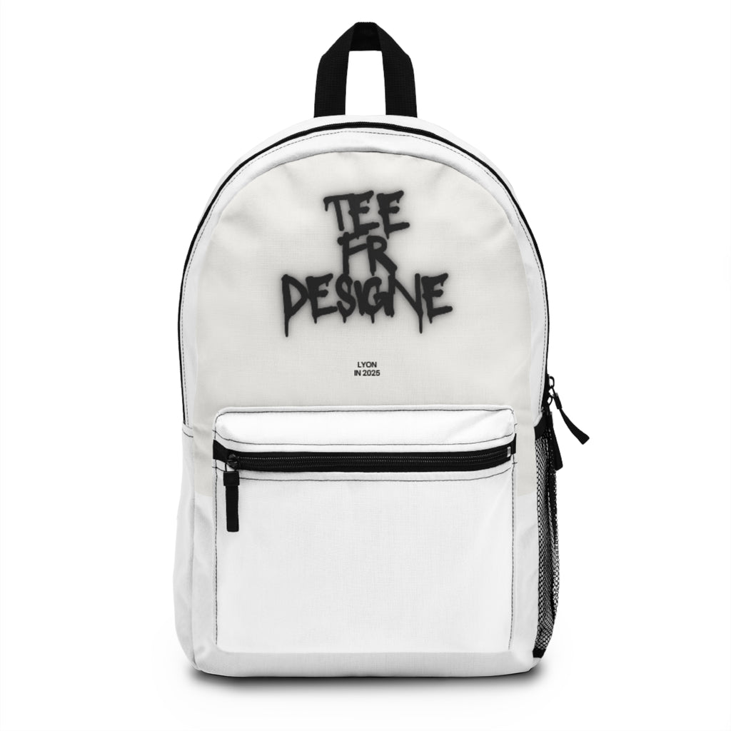 White Graffiti Text Backpack — Urban Tee Fr Designe Logo School Bag