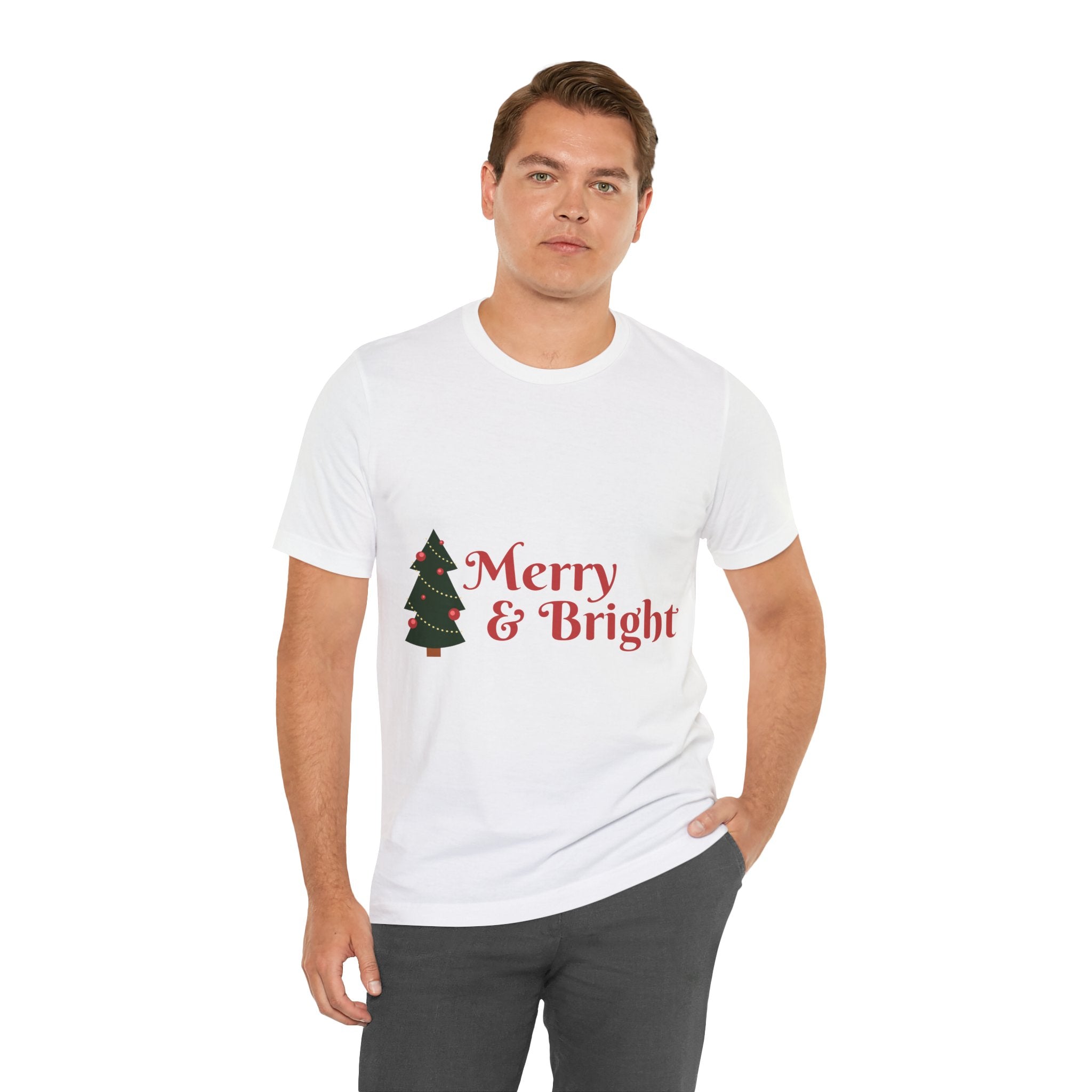 Tee de Noël joyeux et lumineux - T-shirt graphique d'arbre de vacances festif