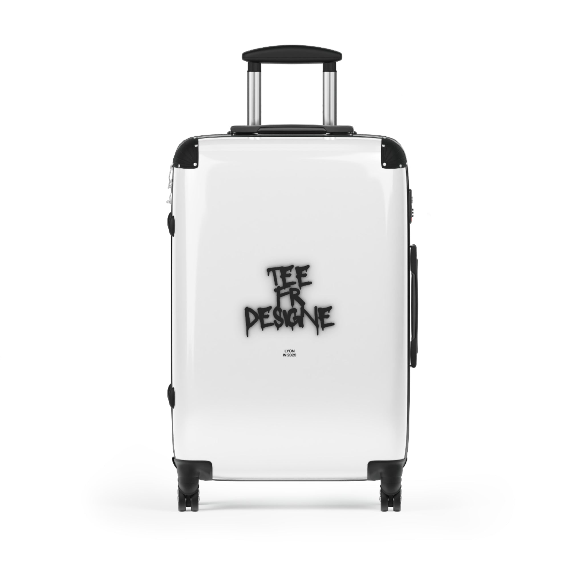 Graffiti Logo Carry-On Suitcase — White Minimal Street Style Luggage