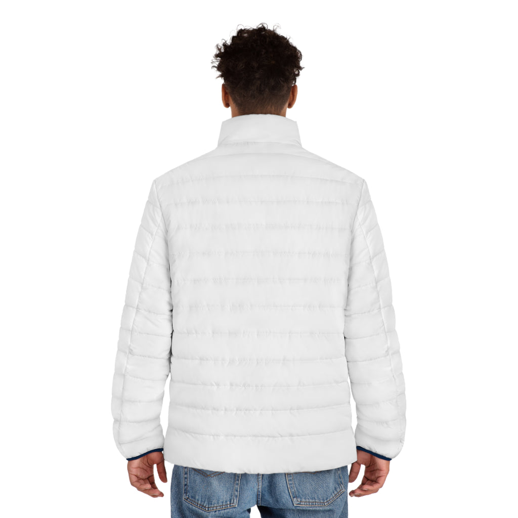 Doudoune blanche pour homme - Logo brodé minimal "We Believe"