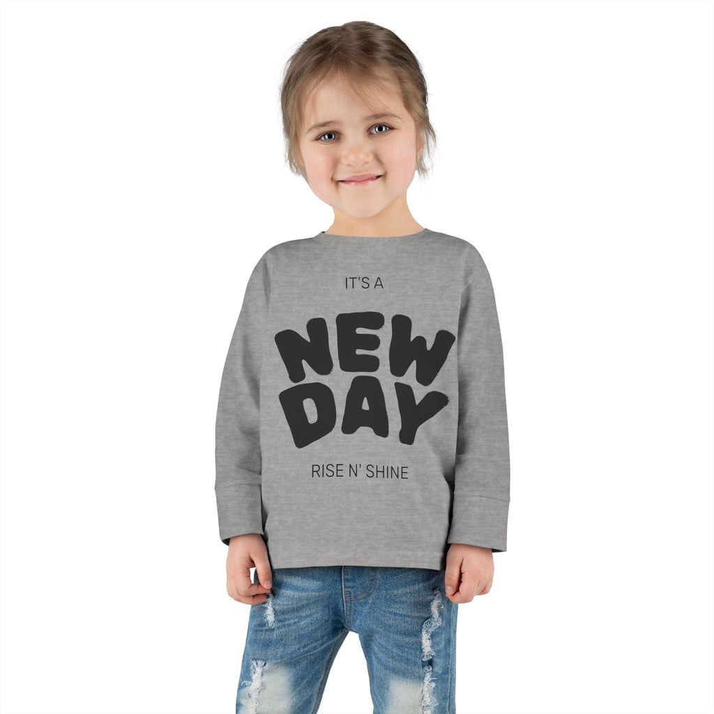 Adorable Toddler Long Sleeve Tee - "New Day" Rise & Shine Design