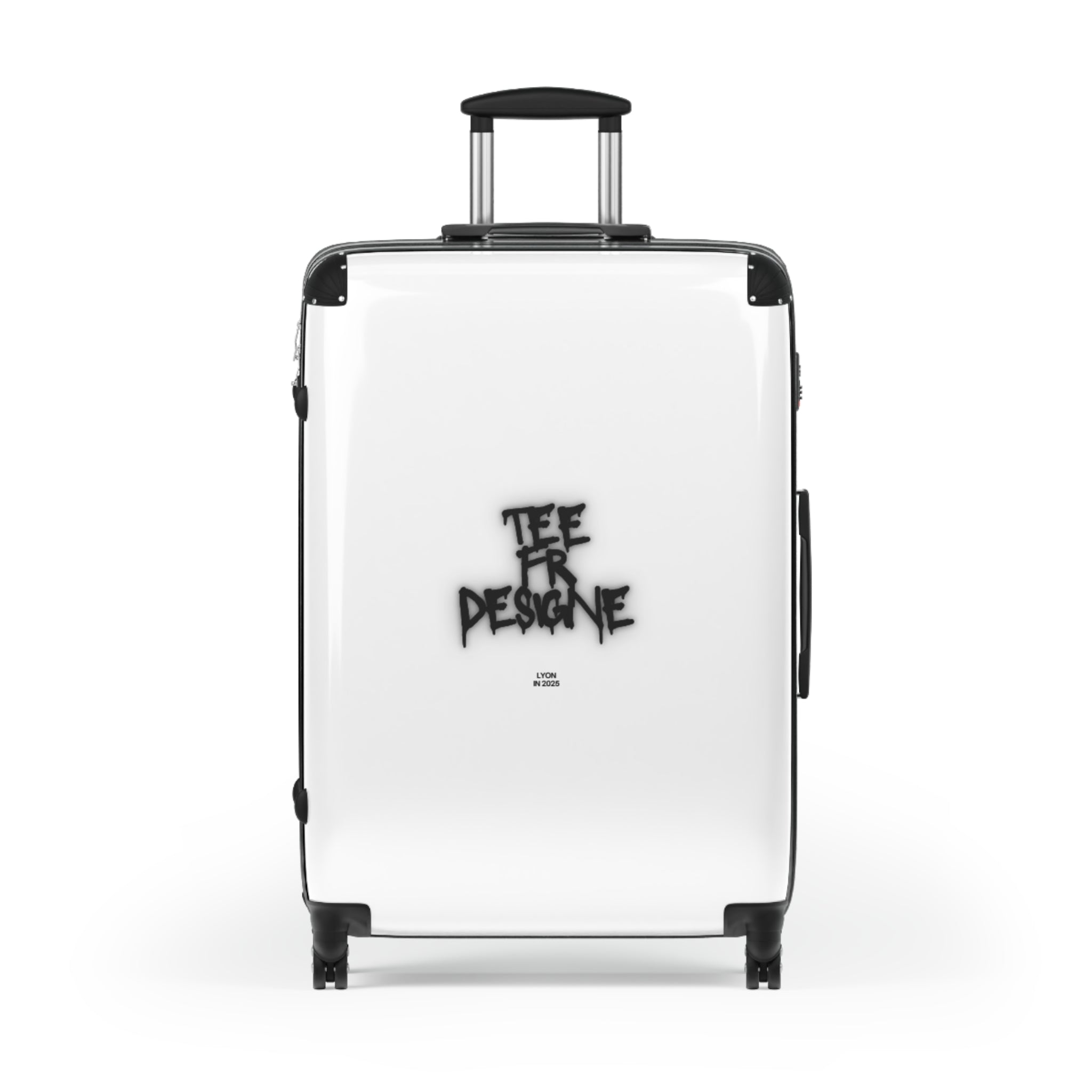 Graffiti Logo Carry-On Suitcase — White Minimal Street Style Luggage