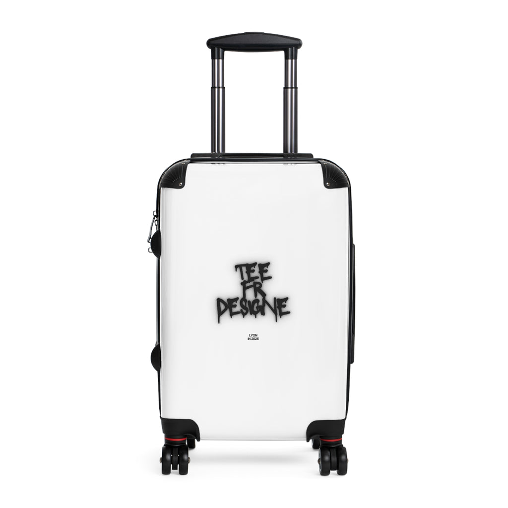 Graffiti Logo Carry-On Suitcase — White Minimal Street Style Luggage