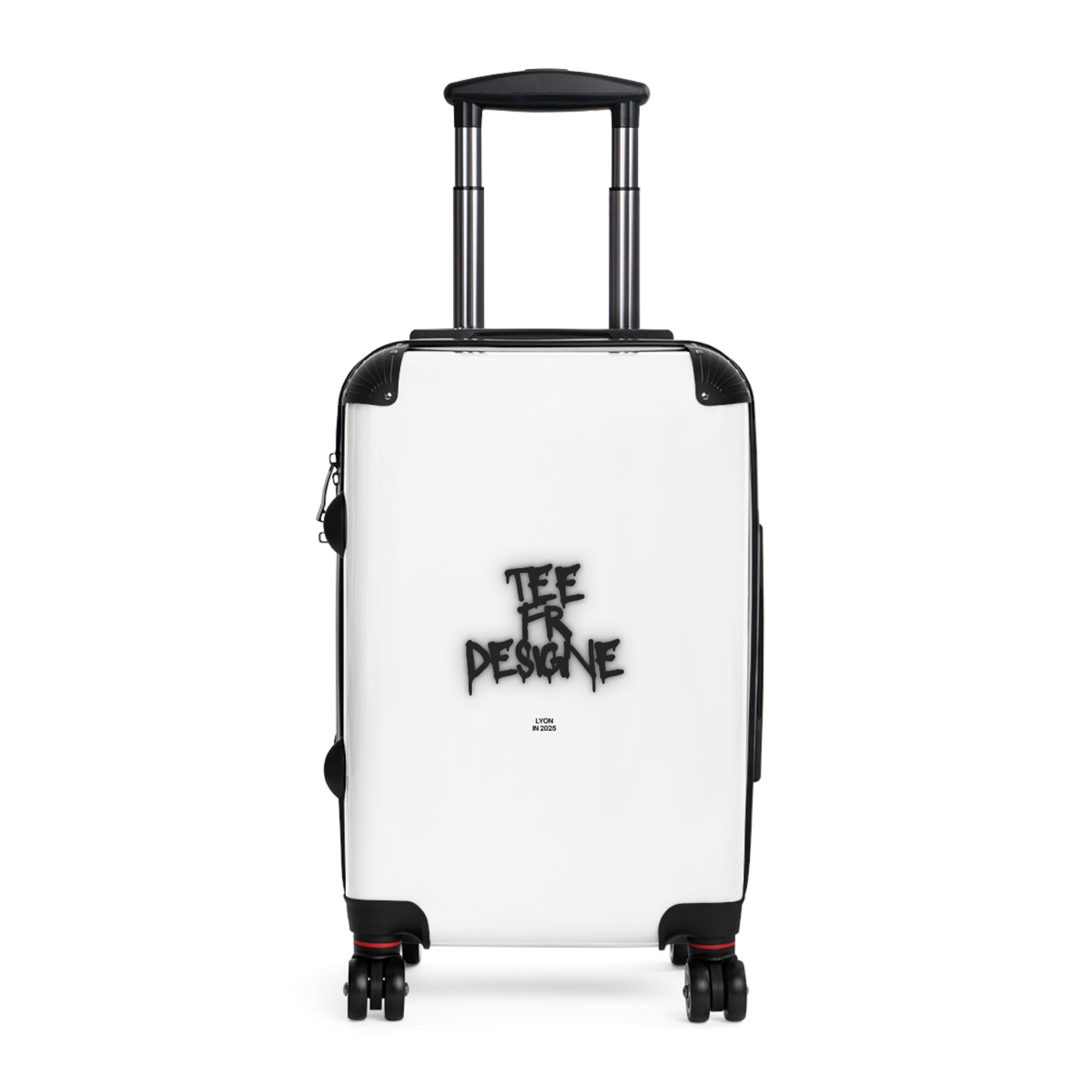 Graffiti Logo Carry-On Suitcase — White Minimal Street Style Luggage