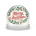 Merry Christmas Snow Globe – Holiday Pine & Holly Decorative Keepsake
