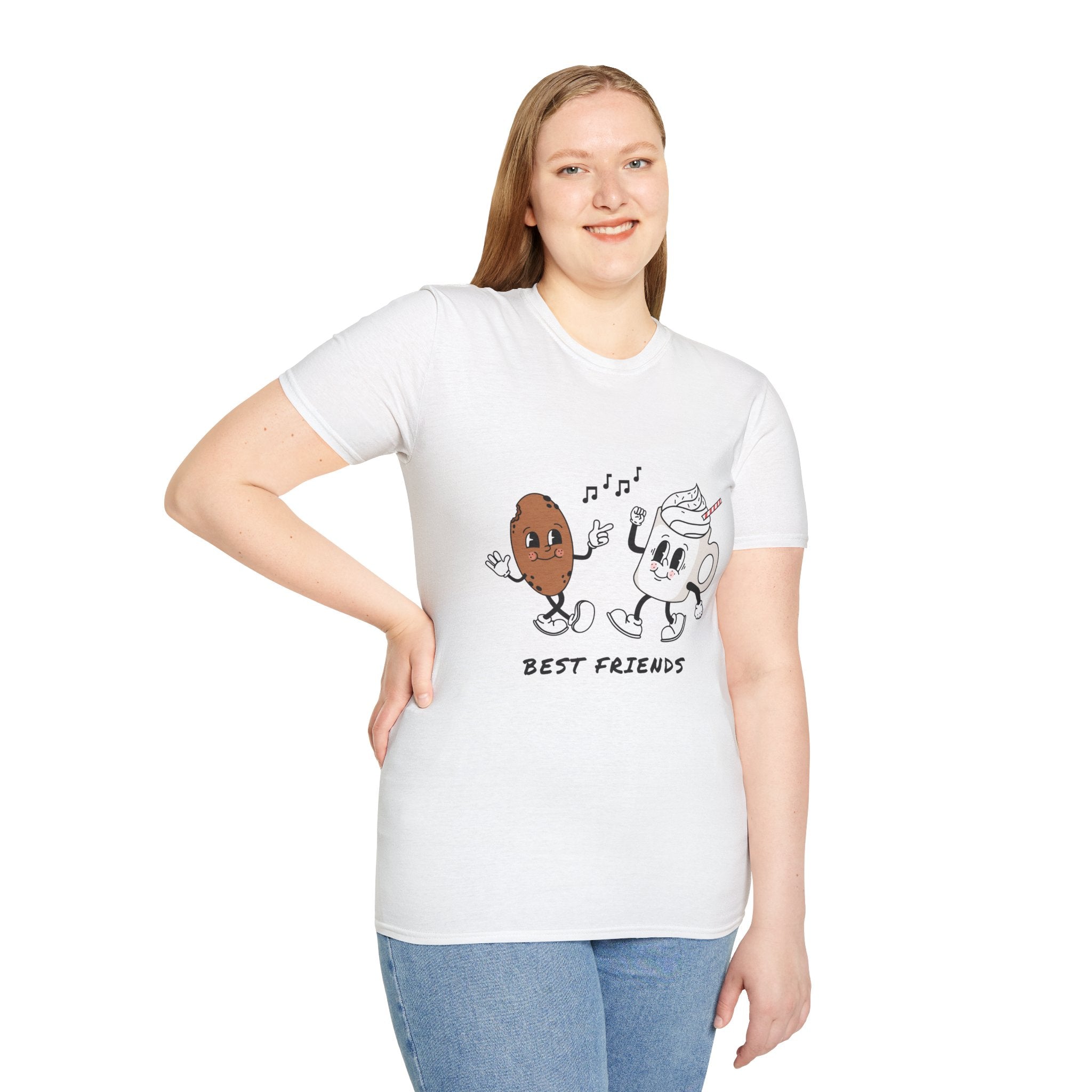 Best Friends Unisex Softstyle T-Shirt - Cute Coffee and Cookie Design
