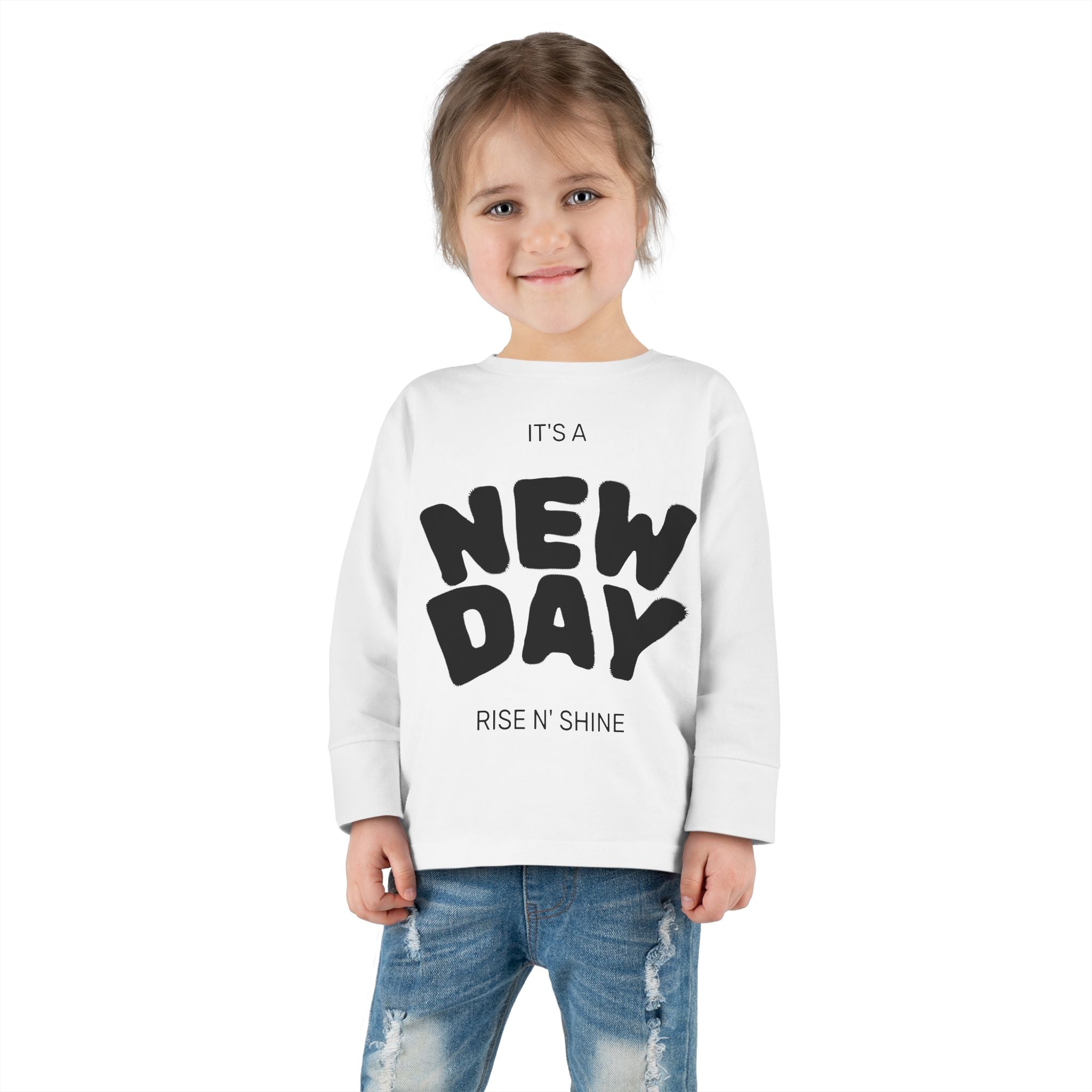 Adorable Toddler Long Sleeve Tee - "New Day" Rise & Shine Design