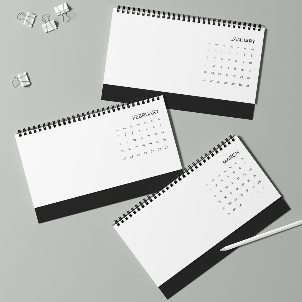 Calendrier de bureau minimaliste 2026 - Planificateur mensuel à grille (Tee Fr Designe)