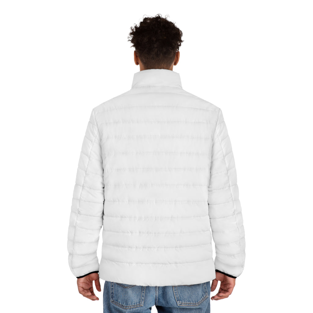 Doudoune blanche pour homme - Logo brodé minimal "We Believe"