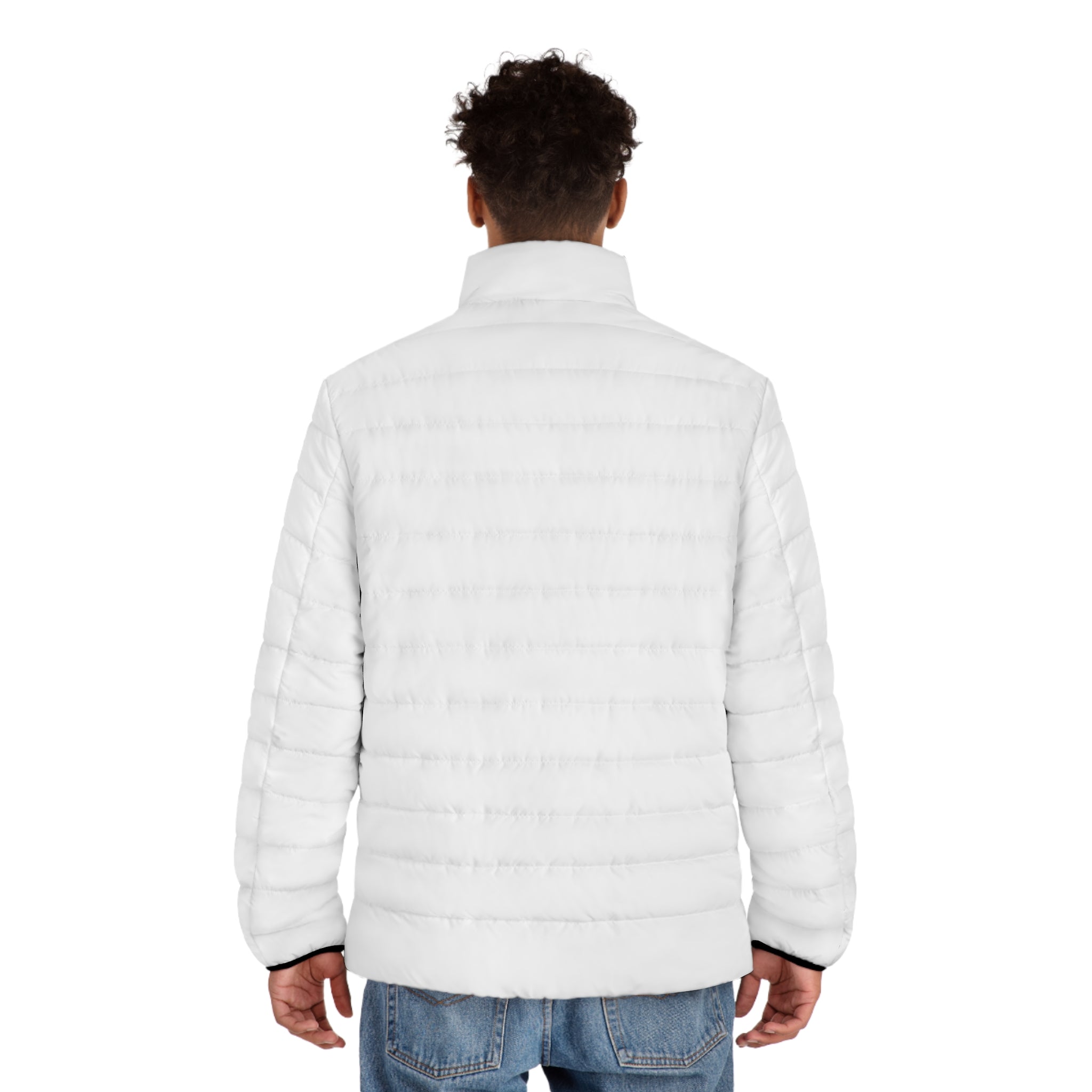 Doudoune blanche pour homme - Logo brodé minimal "We Believe"