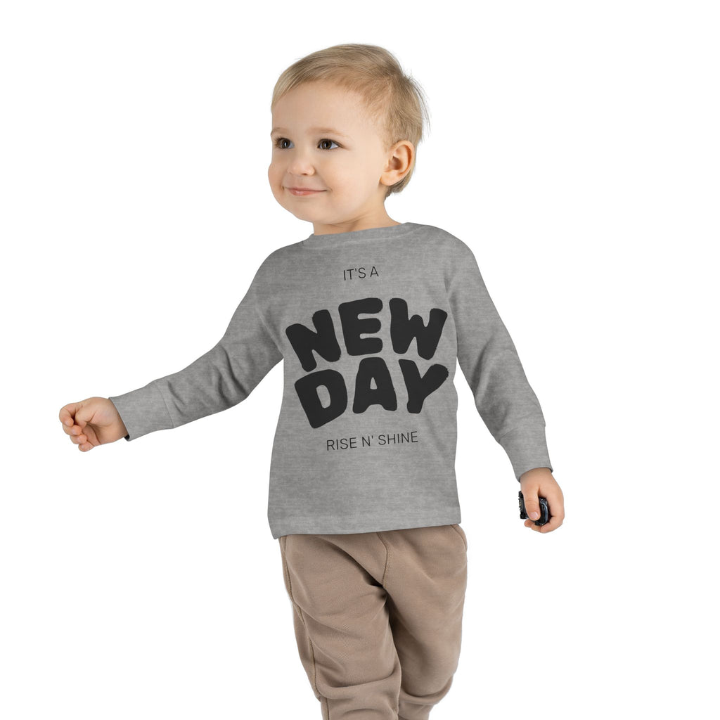 Adorable Toddler Long Sleeve Tee - "New Day" Rise & Shine Design