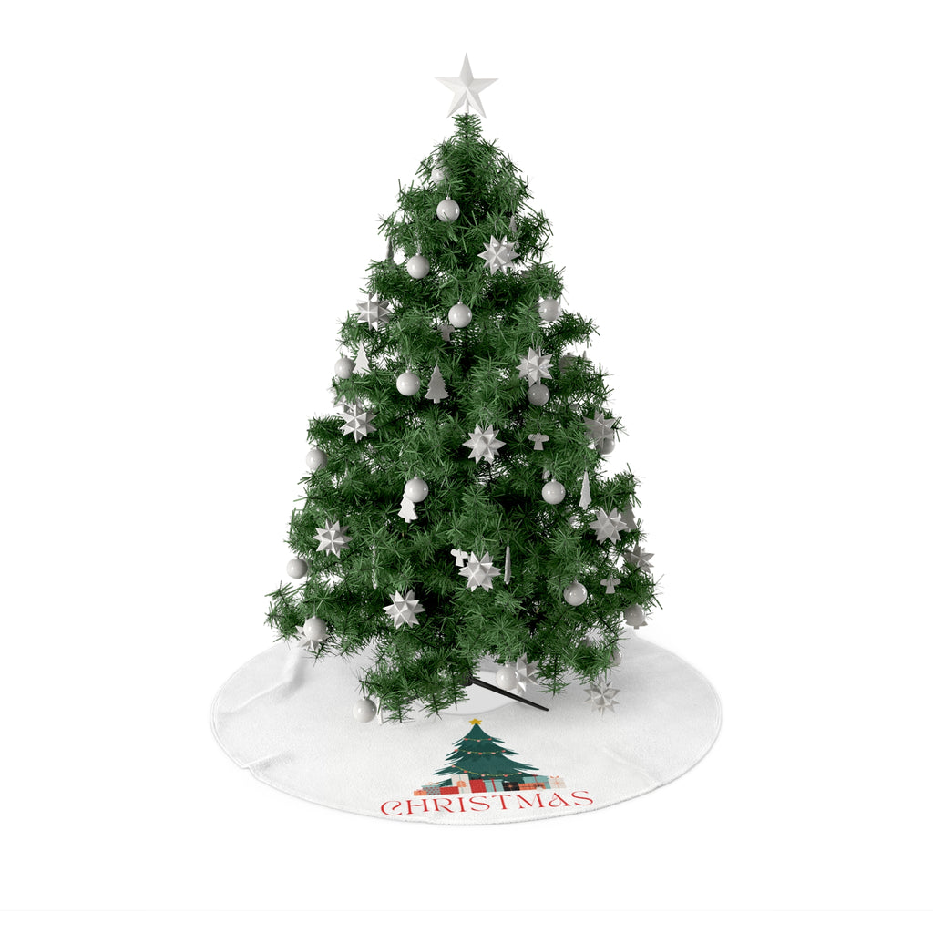 Jupe d'arbre de Noël - Arbre festif avec cadeaux et texte "Noël"