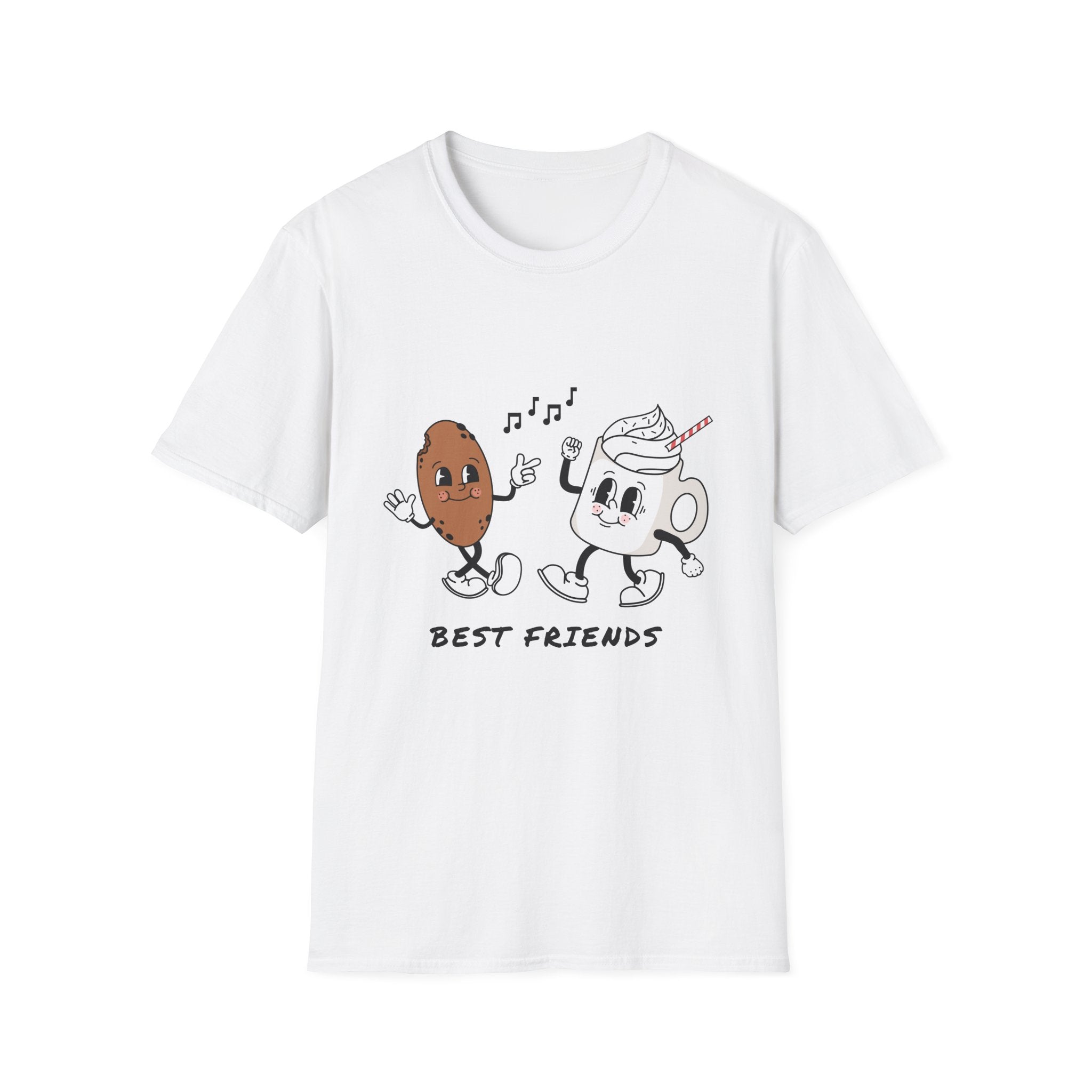 Best Friends Unisex Softstyle T-Shirt - Cute Coffee and Cookie Design