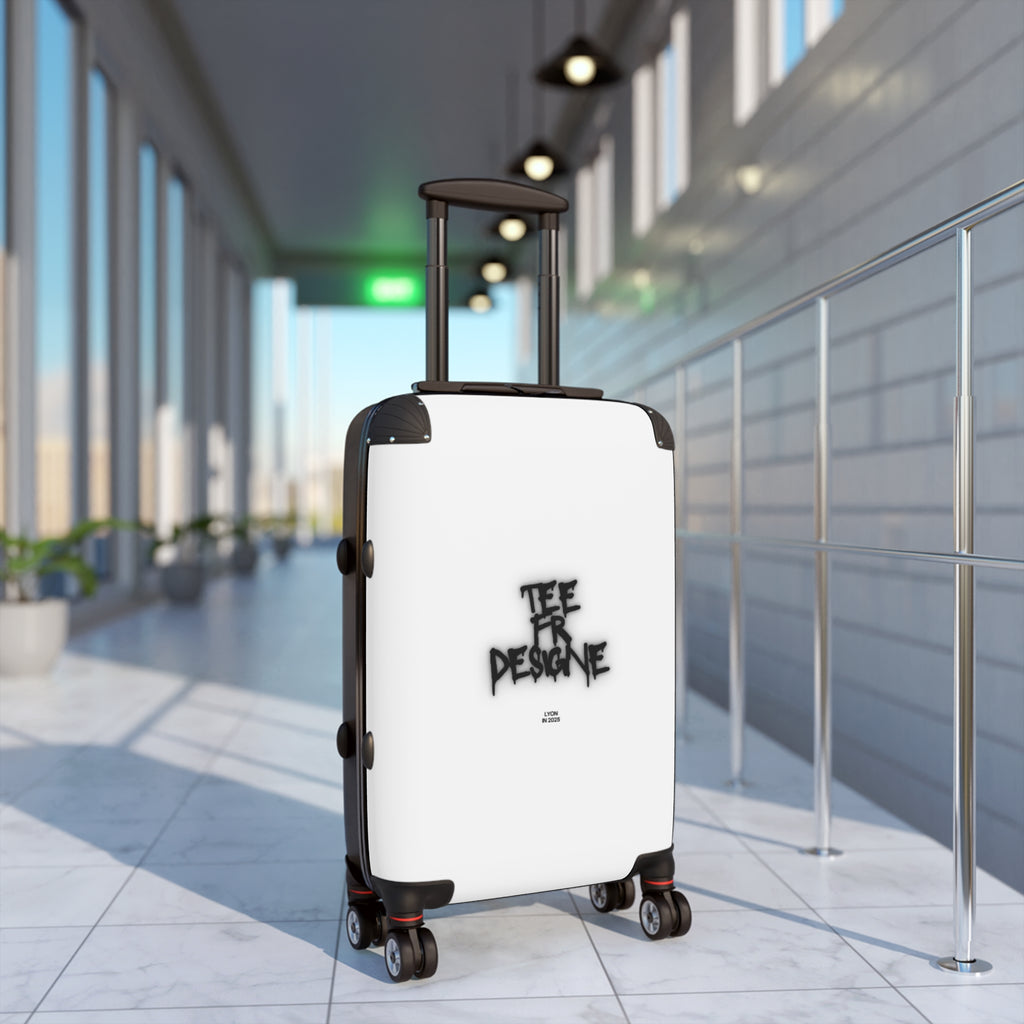Graffiti Logo Carry-On Suitcase — White Minimal Street Style Luggage