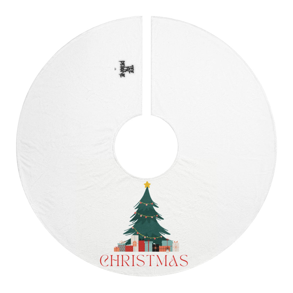 Jupe d'arbre de Noël - Arbre festif avec cadeaux et texte "Noël"