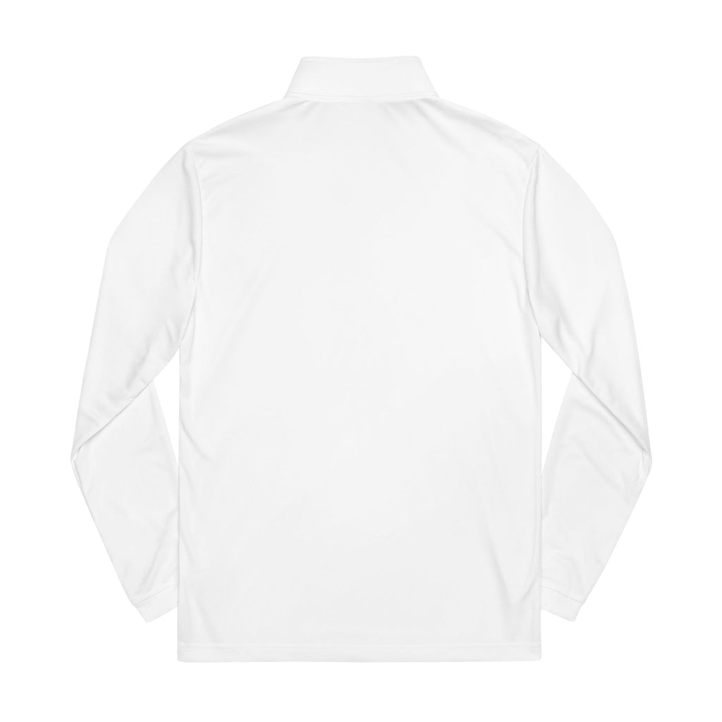 Pull adidas Quarter-Zip brodé - Veste de performance blanche avec logo sur la poitrine